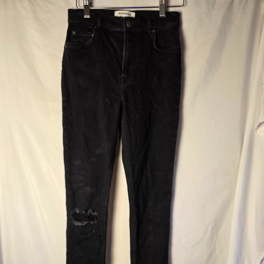 Reformation High Rise Black Destroyed Jeans